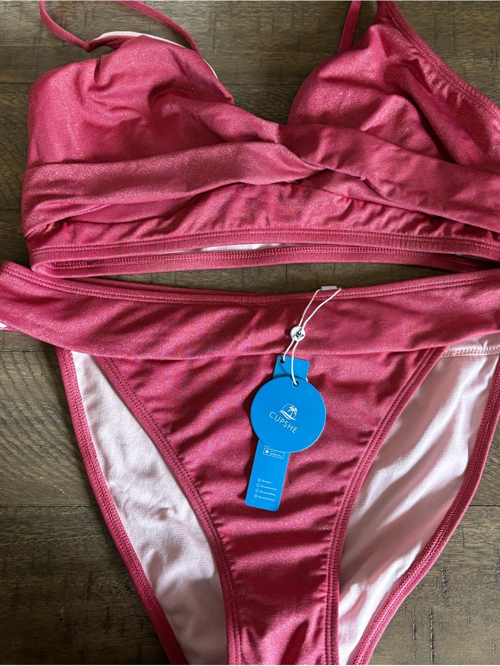Cupshe Shimmery Rose Pink Two-Piece Bikini NWT Medium